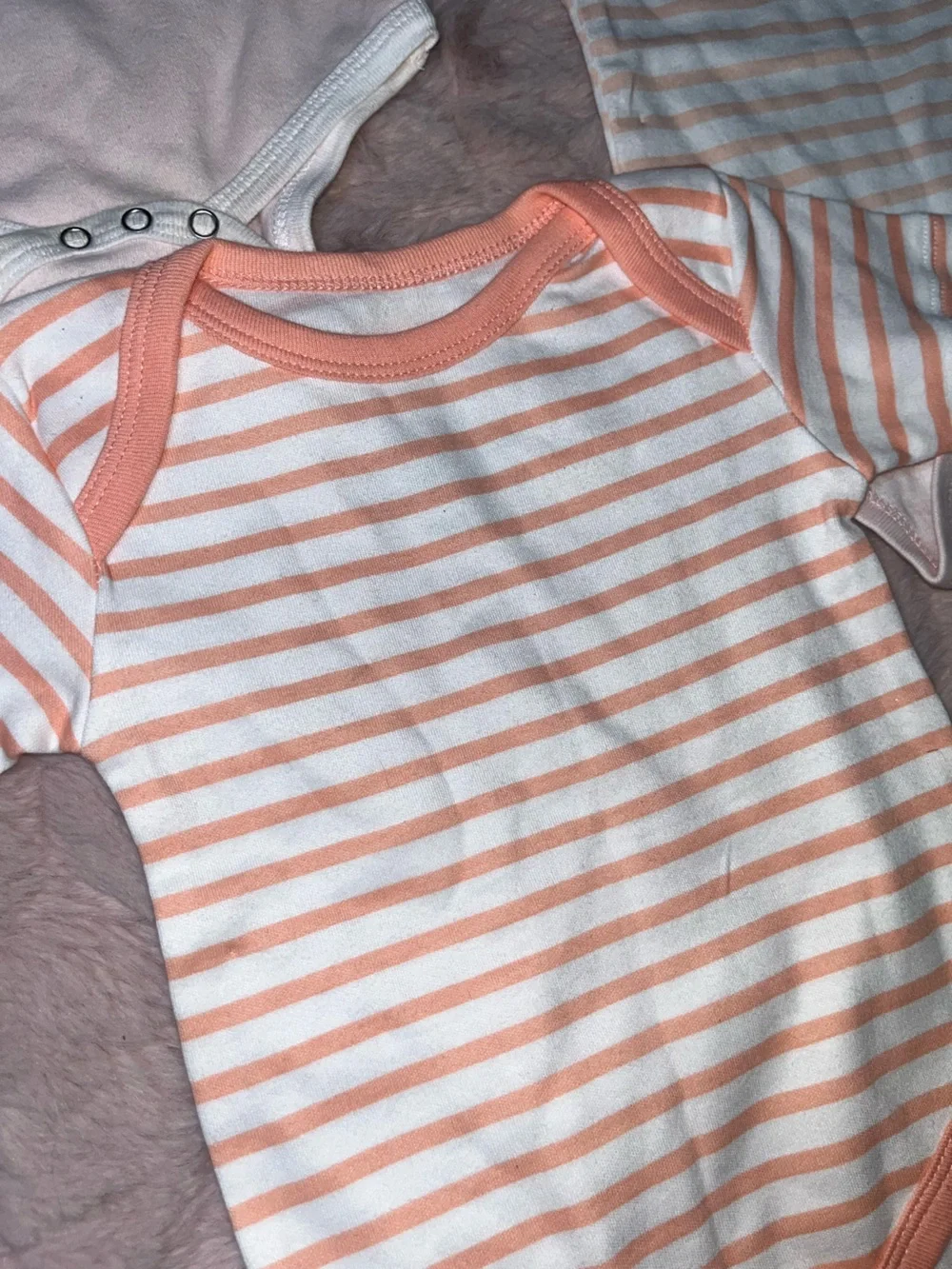 3-Pack Pink Stripe & White Butterfly Baby One-Pieces